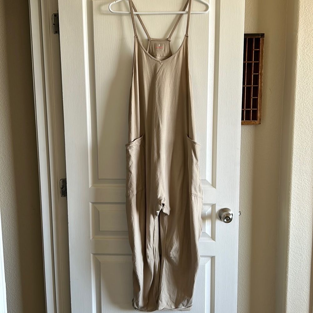 Free People Beige/Tan Relaxed Jumpsuit Hot Shot Onesie FP Movement